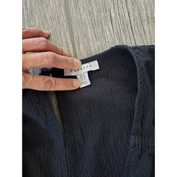 Topshop Textured Poplin Midi Swing Dress in Black US Sz 10 Content Label Missing - Picture 5 of 6